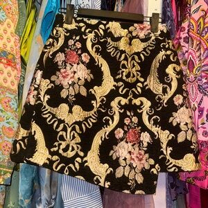 Versona Black and Gold Baroque Mini Skirt